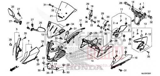 CARENA SUPERIORE (2) CBR650FAH di 2017